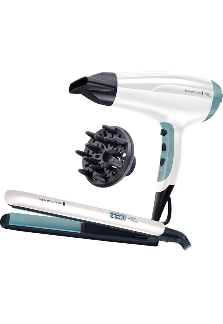 Remington Подаръчен комплект Преса за коса + Сешоар Shine Therapy