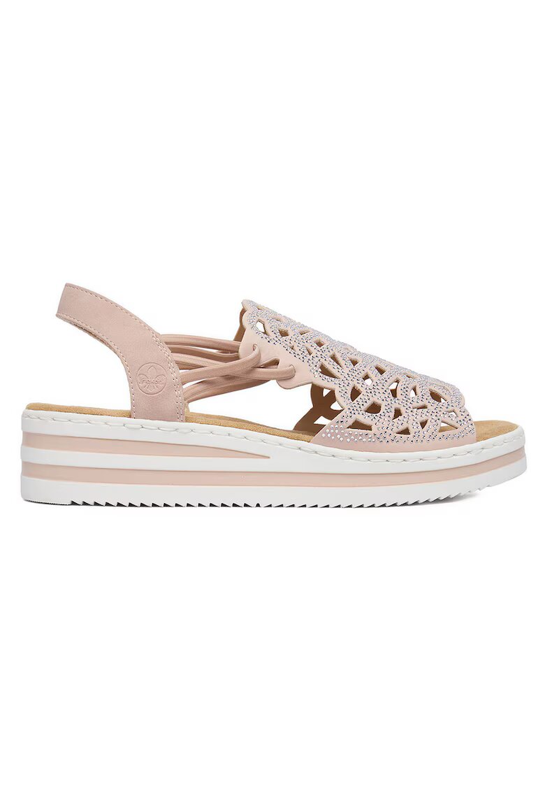 Rieker Дамски сандали на платформа - розови