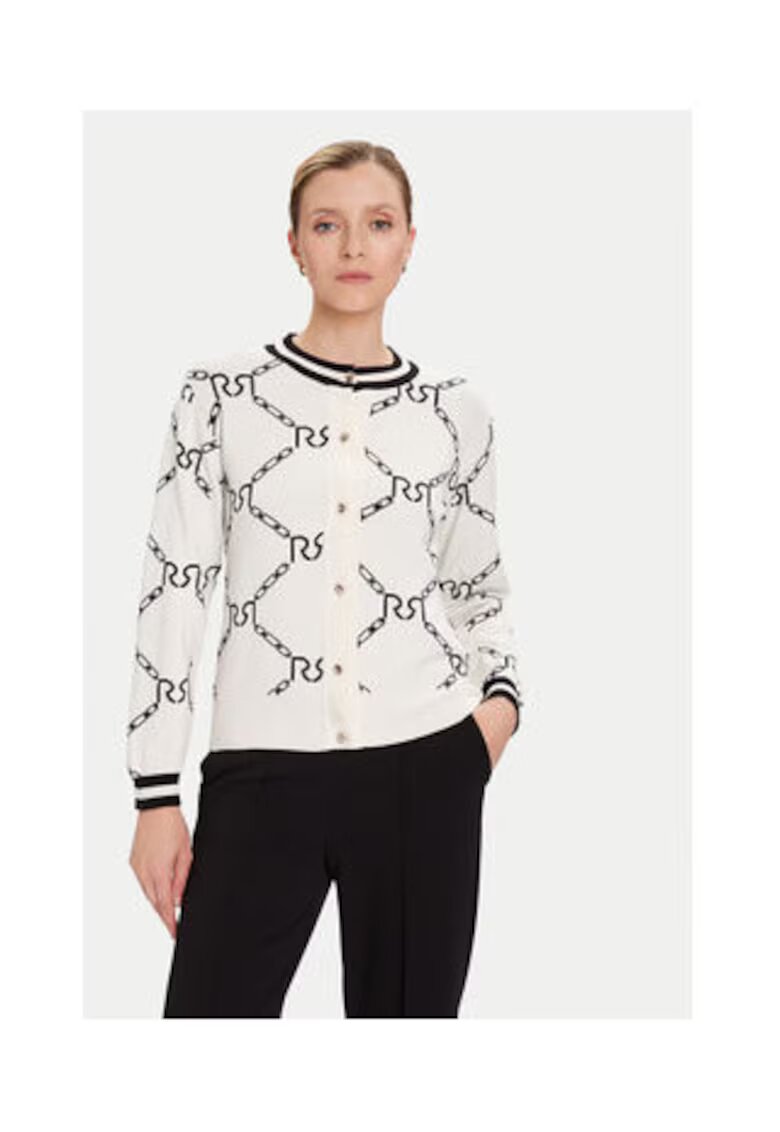 Rinascimento Cardigan dama - Alb - 52% viscoza - 26% poliester - 22% poliamida - Бял/Черен