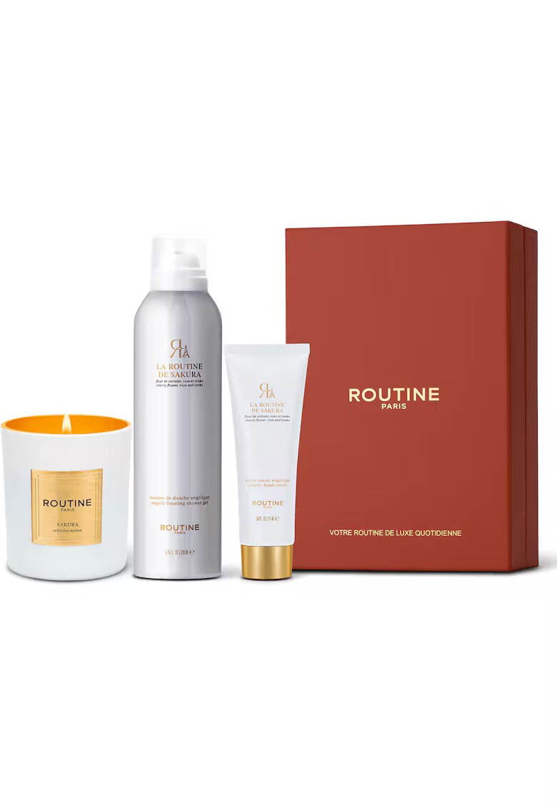 Routine Paris Комплект La Routine de Sakura - : Душ пяна 200 мл + Крем за ръце 75 мл + Класическа свещ 165 гр
