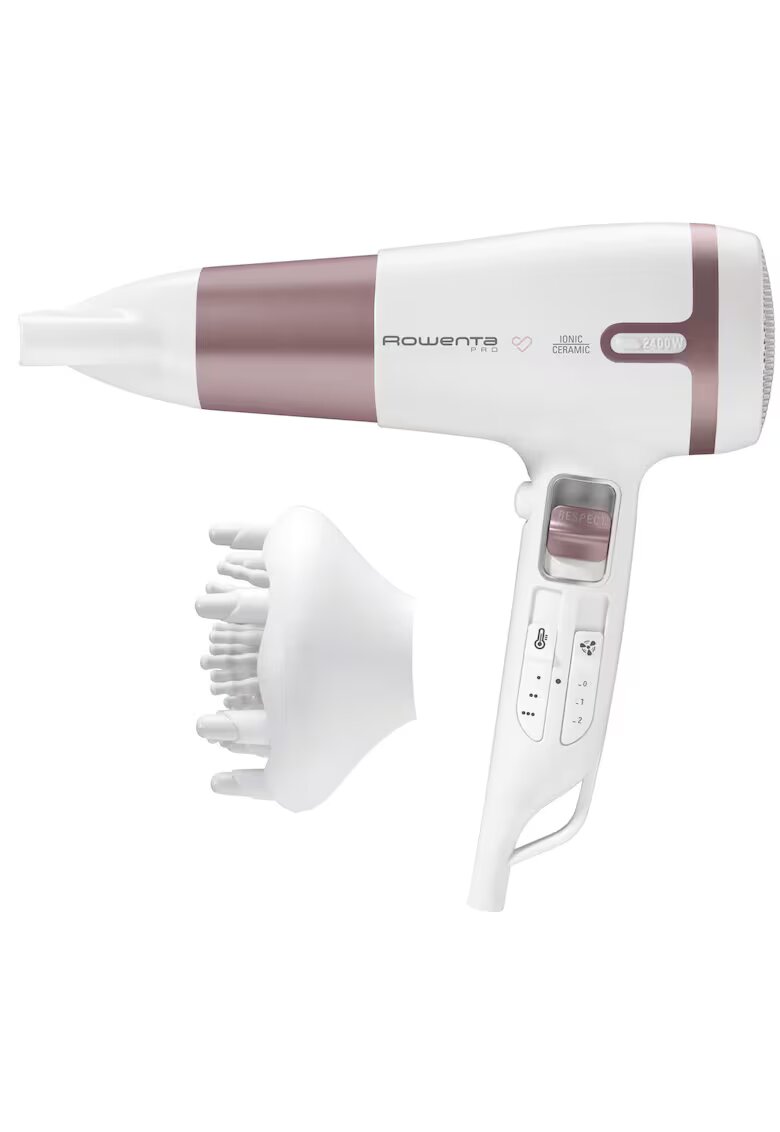 Rowenta Сешоар Pro Respect Premium Care - 2400 W - Активен дифузер - Йонизационна функция - 3 температурни настройки - 2 скорости - Cool Shot - Бял