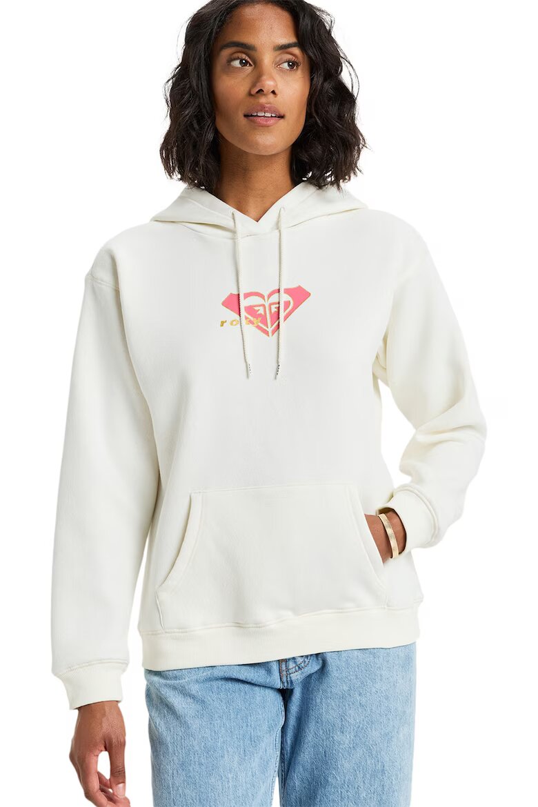 ROXY Худи Surf Stoked с памук и джобове кенгуру Бял