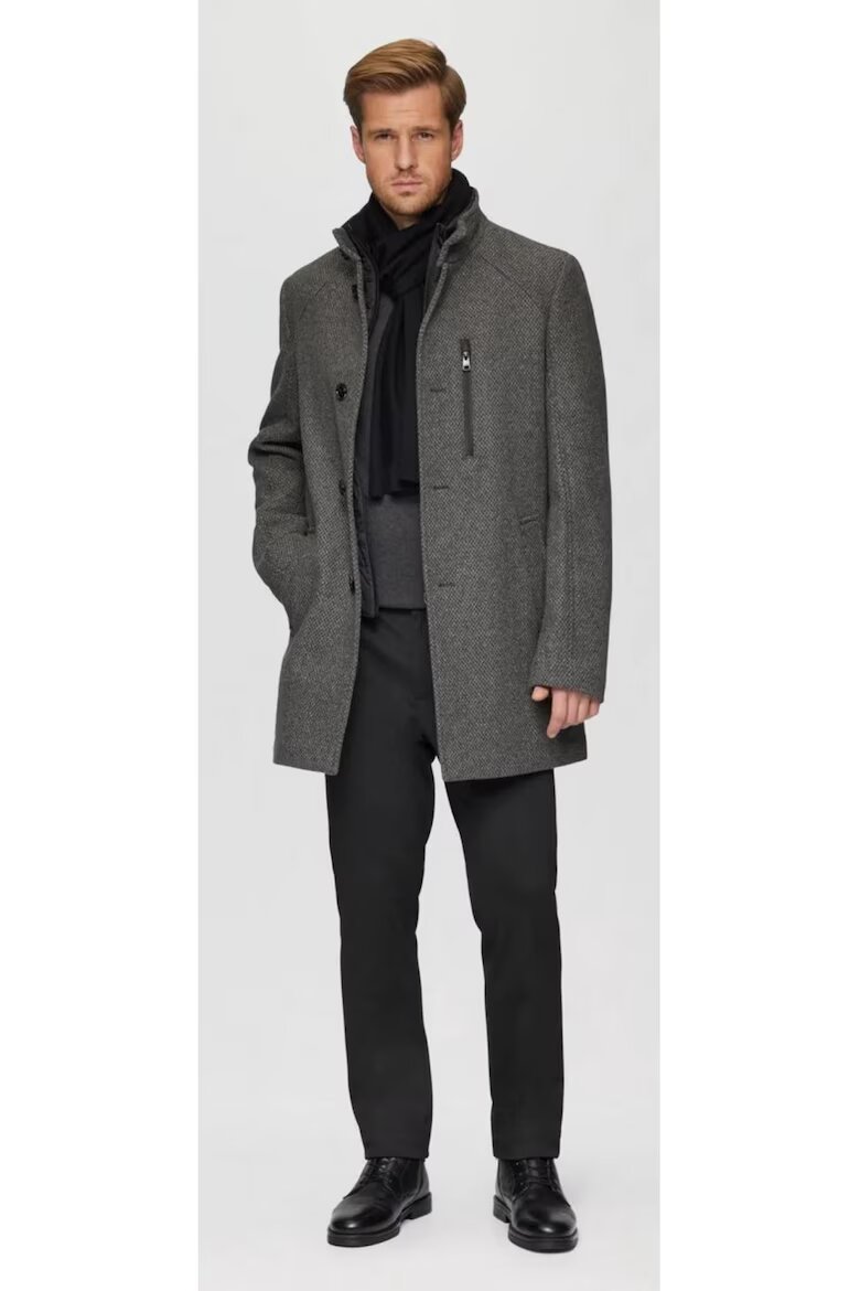 s.Oliver BLACK LABEL Мъжко палто с двойно закопчаване 2 наклонени джоба Regular fit Tъмносив
