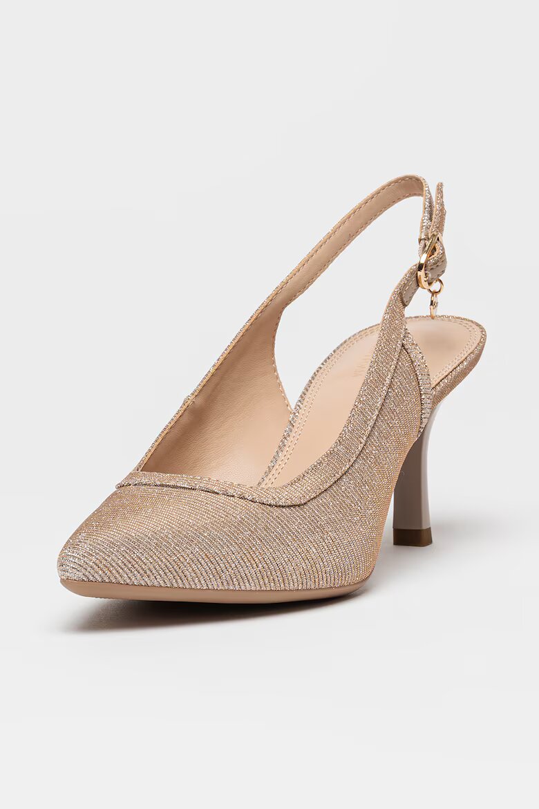 s.Oliver Заострени обувки с отворена пета Сиво-бежов/Сребрист