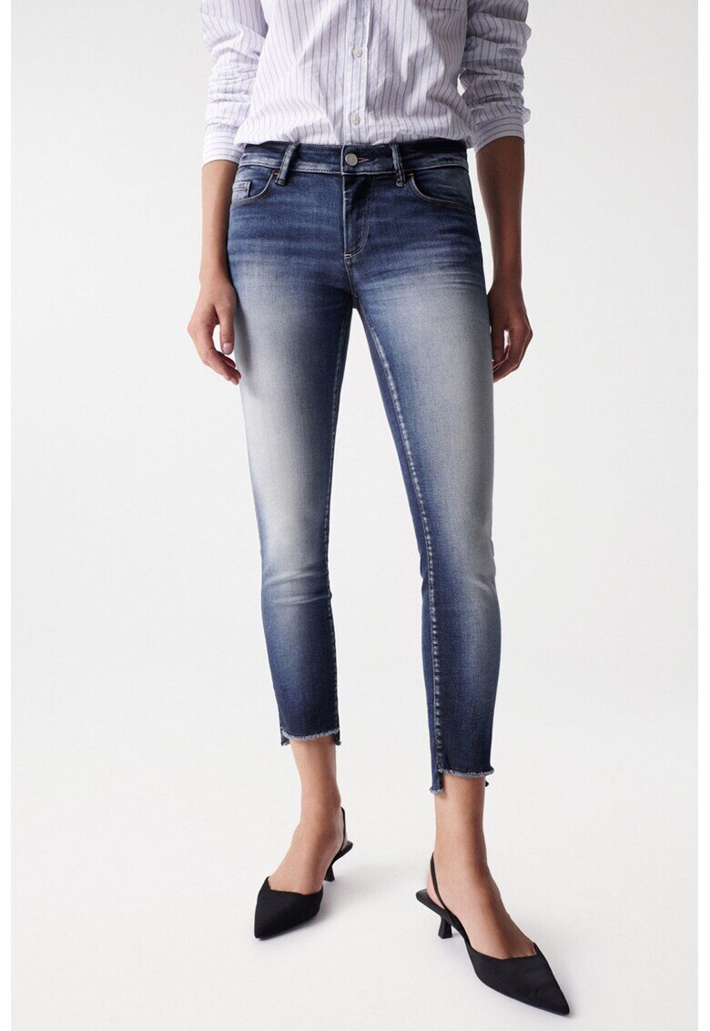 Salsa Jeans Дънки над глезена Wonder с повдигащ ефект - Тъмносин/Мръснобял