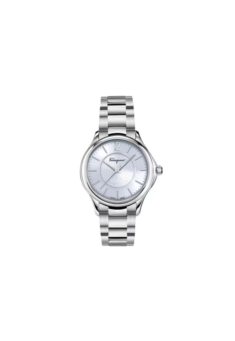 Salvatore Ferragamo Аналогов часовник кварцов механизъм - стъкло сапфир/неръждаема стомана - сребро - 32x9 мм