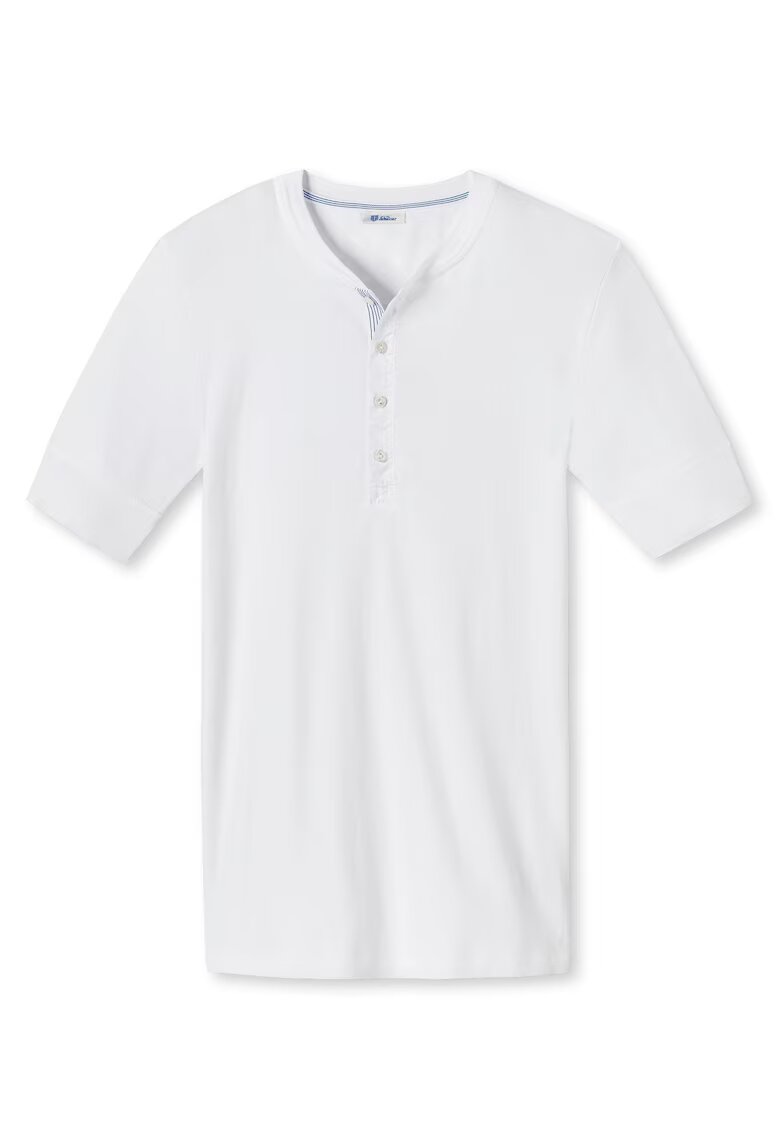 SCHIESSER REVIVAL Памучна тениска с деколте Henley