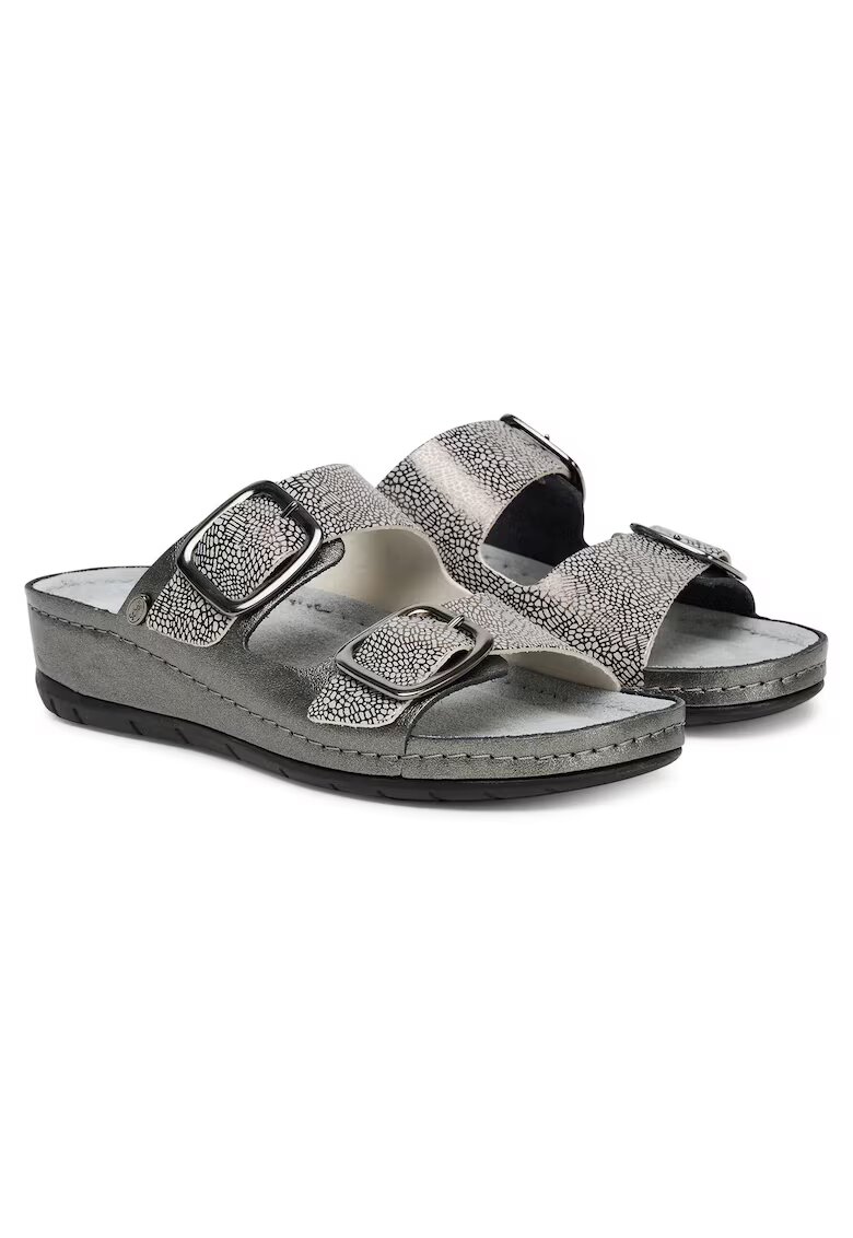 Scholl Дамски чехли Pewter 1047 - еко кожа - модел Aberdeen - сребристи