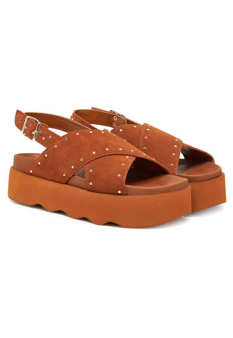 Scholl Дамски сандали - Cognac 1175 - естествена кожа