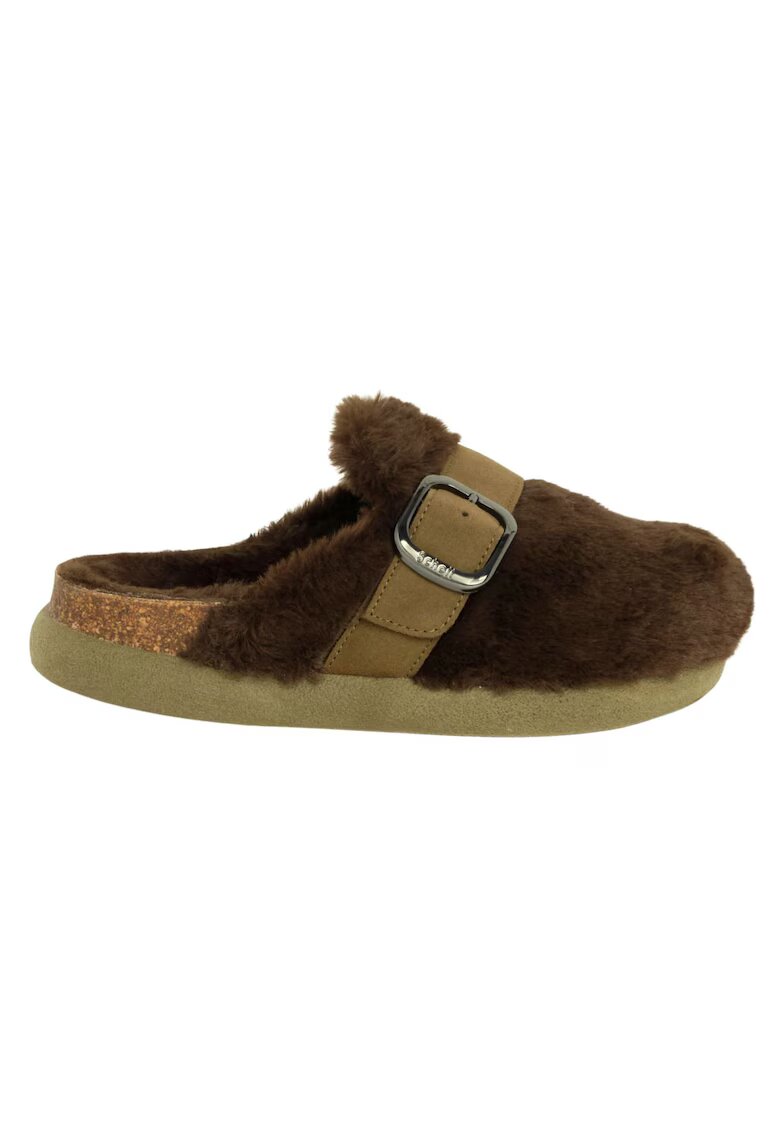 Scholl Дамско сабо Ivy Big Buckle - естествена кожа - козина - зелен -