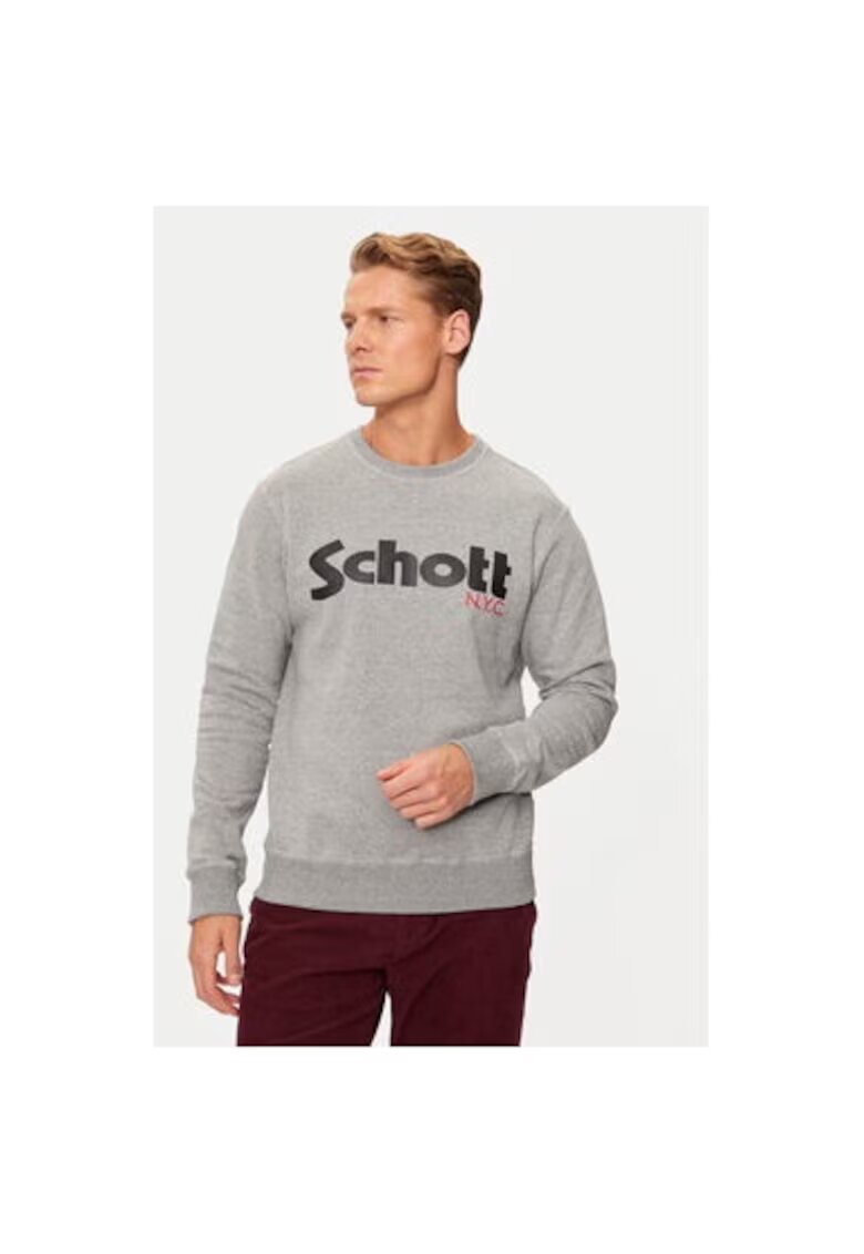 Schott NYC Мъжка блуза - 304869891 - Памук - Сива