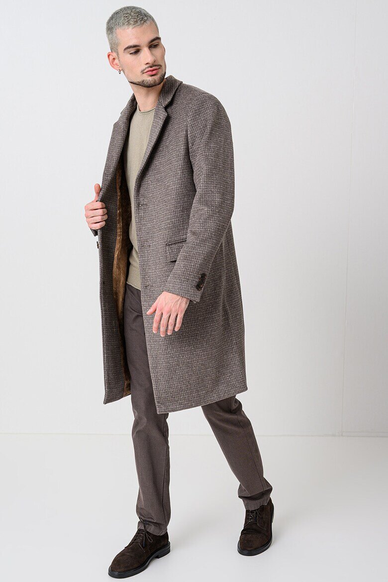 Scotch  Soda Десенирано палто с вълна Тъмнокафяв