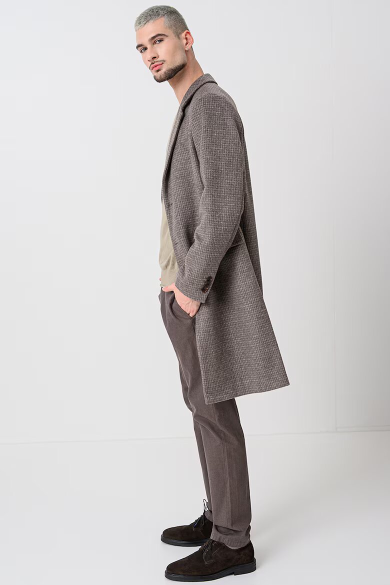 Scotch  Soda Десенирано палто с вълна Тъмнокафяв