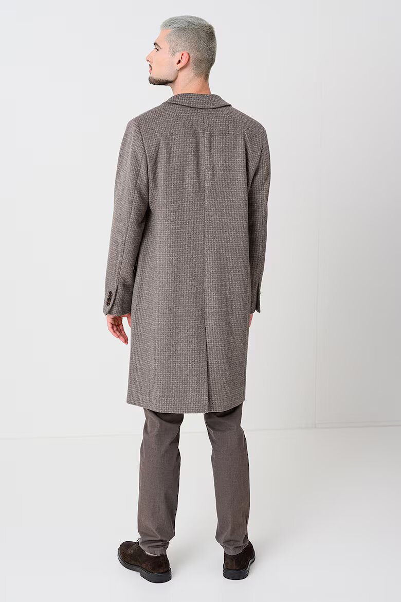 Scotch  Soda Десенирано палто с вълна Тъмнокафяв