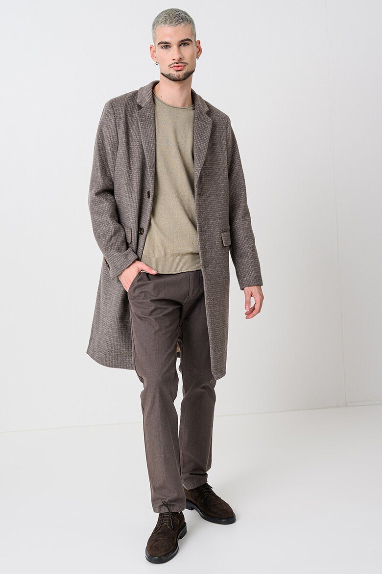 Scotch  Soda Десенирано палто с вълна Тъмнокафяв