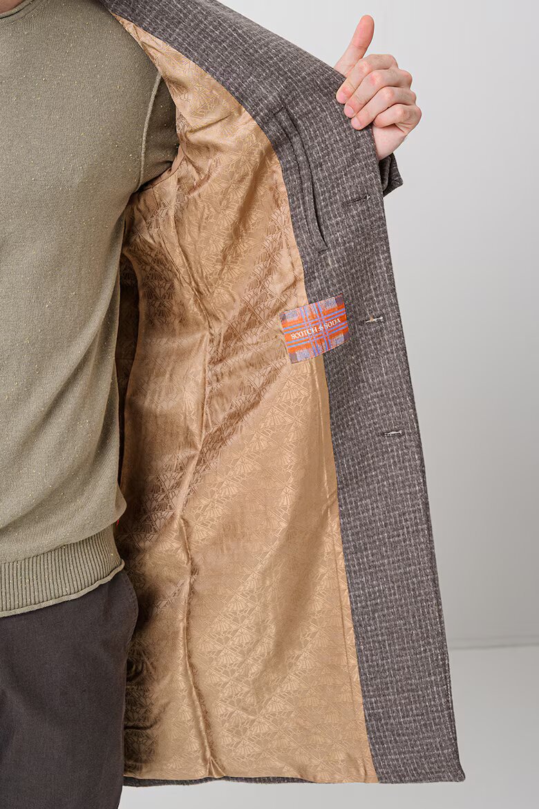 Scotch  Soda Десенирано палто с вълна Тъмнокафяв