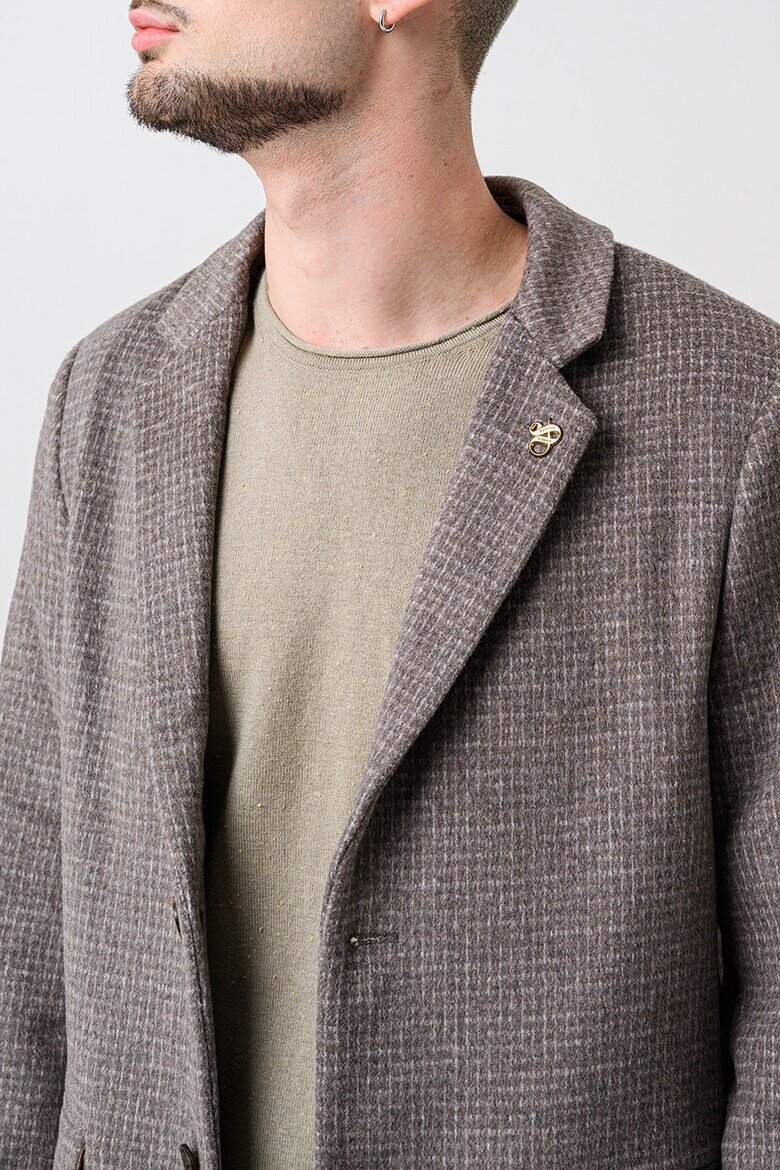 Scotch  Soda Десенирано палто с вълна Тъмнокафяв