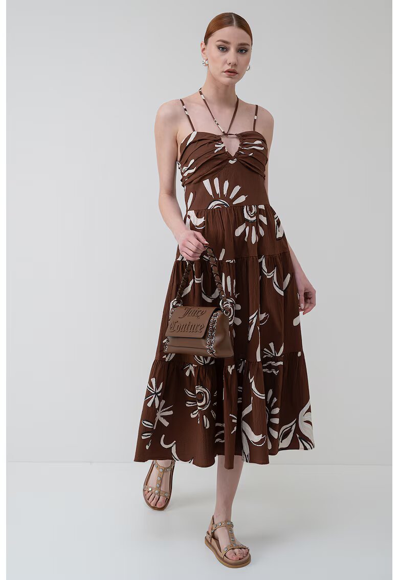 Scotch  Soda Дълга рокля на волани - Кафяв/Мръснобял