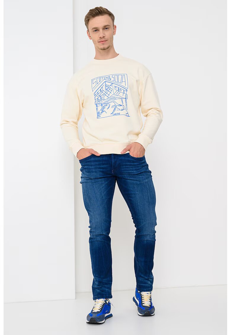 Scotch  Soda Свободен суитшърт от памук - Син/Светло бежово