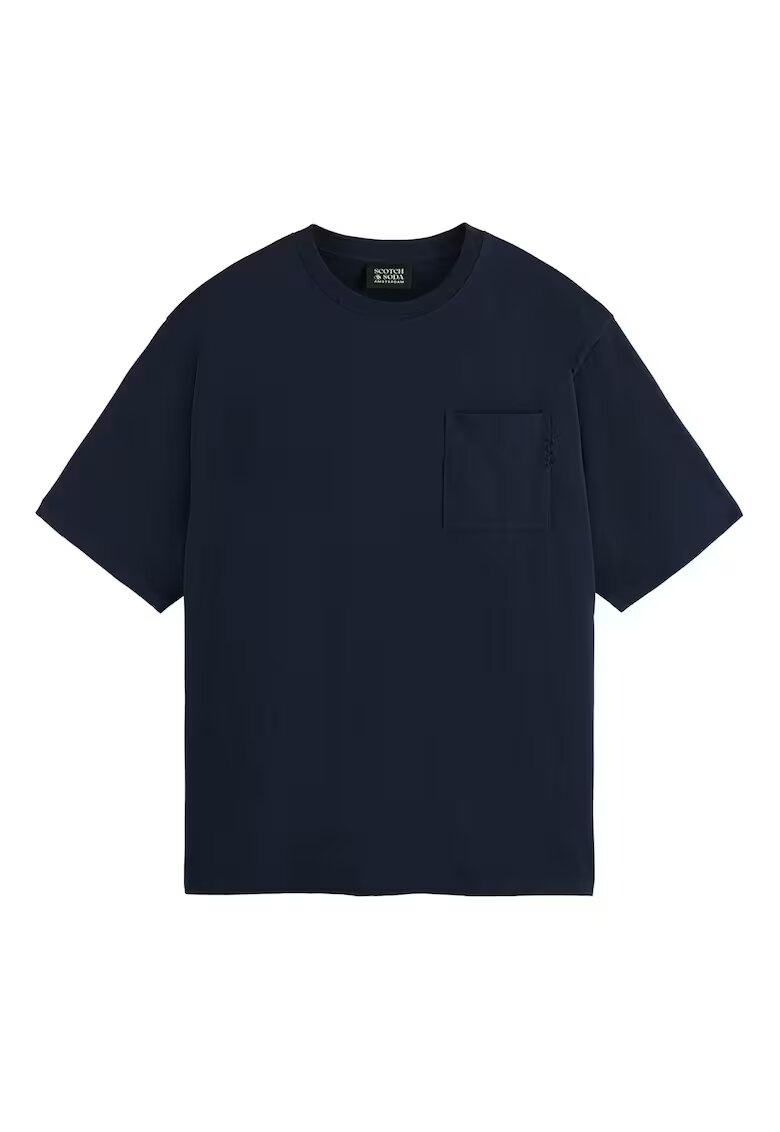 Scotch  Soda Свободна тениска Core 3 с джоб - Тъмносин