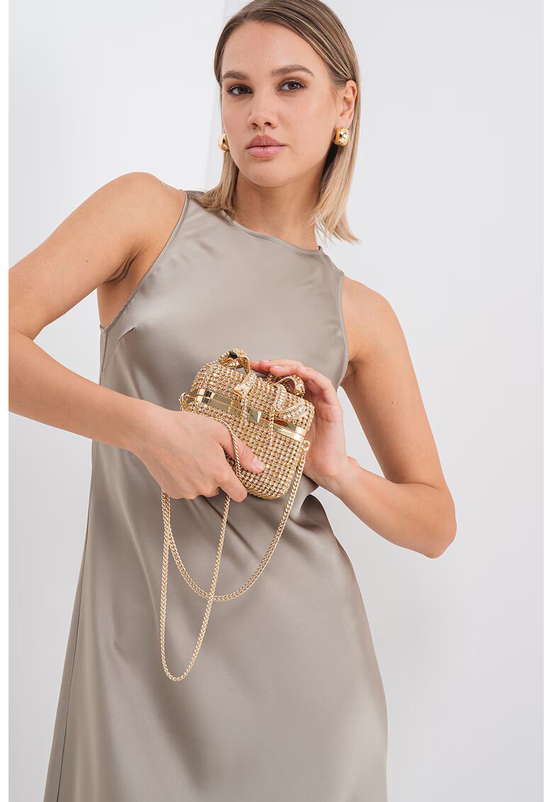 SELF-PORTRAIT Малка чантичка Vanity Case с кристали - Златист