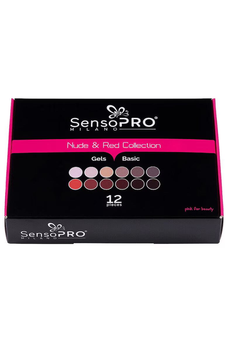Senso pro Комплект от 12 цветни UV гелове SensoPRO Milano - Nude & Red Collection