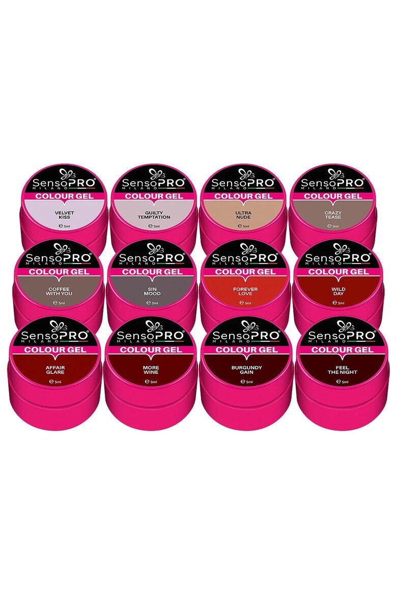 Senso pro Комплект от 12 цветни UV гелове SensoPRO Milano - Nude & Red Collection