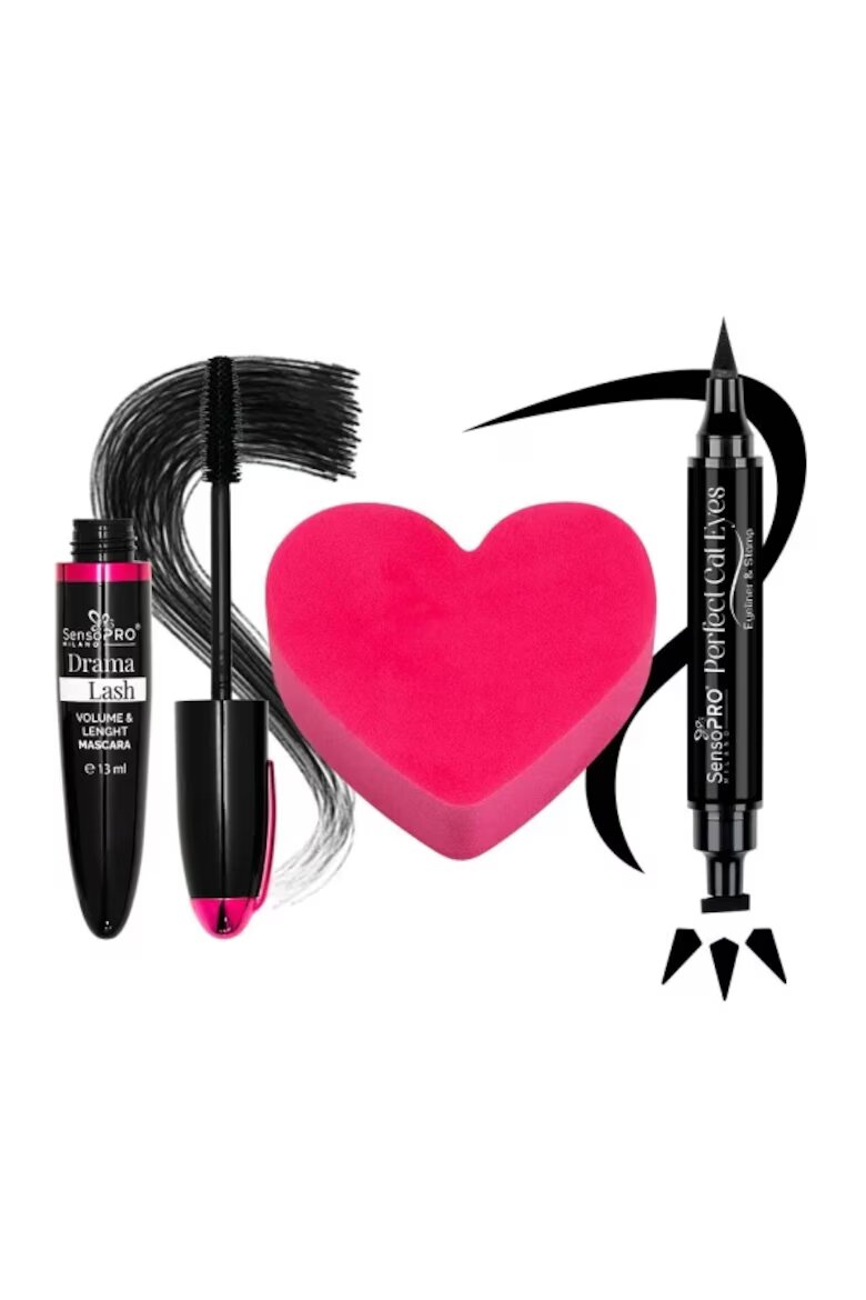 SensoPRO Cupid's Look Makeup Set течна очна линия обемна спирала черен