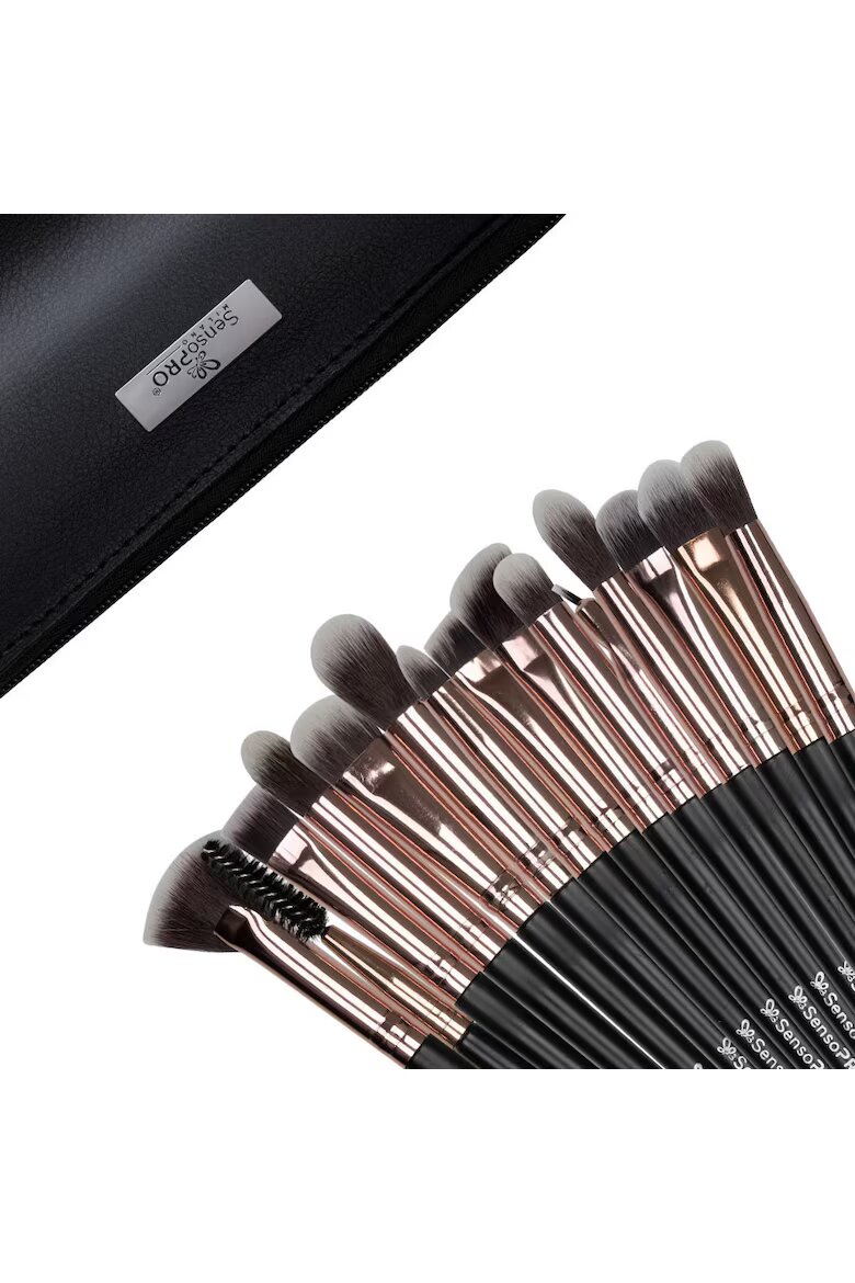 SensoPRO Комплект от 15 четки за грим Senso Pro Milano Black Rose Gold + Чантичка