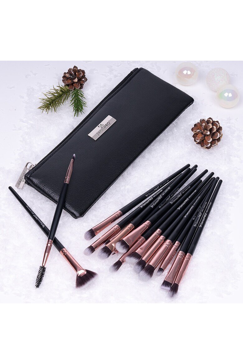 SensoPRO Комплект от 15 четки за грим Senso Pro Milano Black Rose Gold + Чантичка