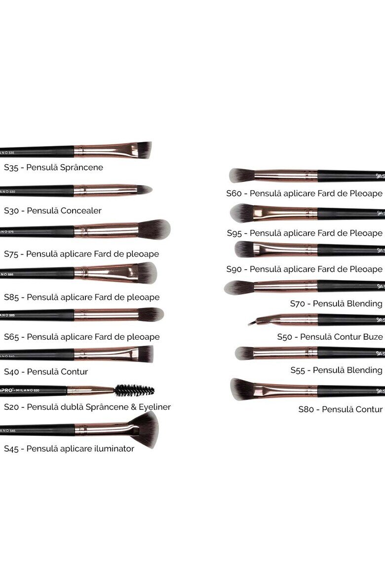 SensoPRO Комплект от 15 четки за грим Senso Pro Milano Black Rose Gold + Чантичка