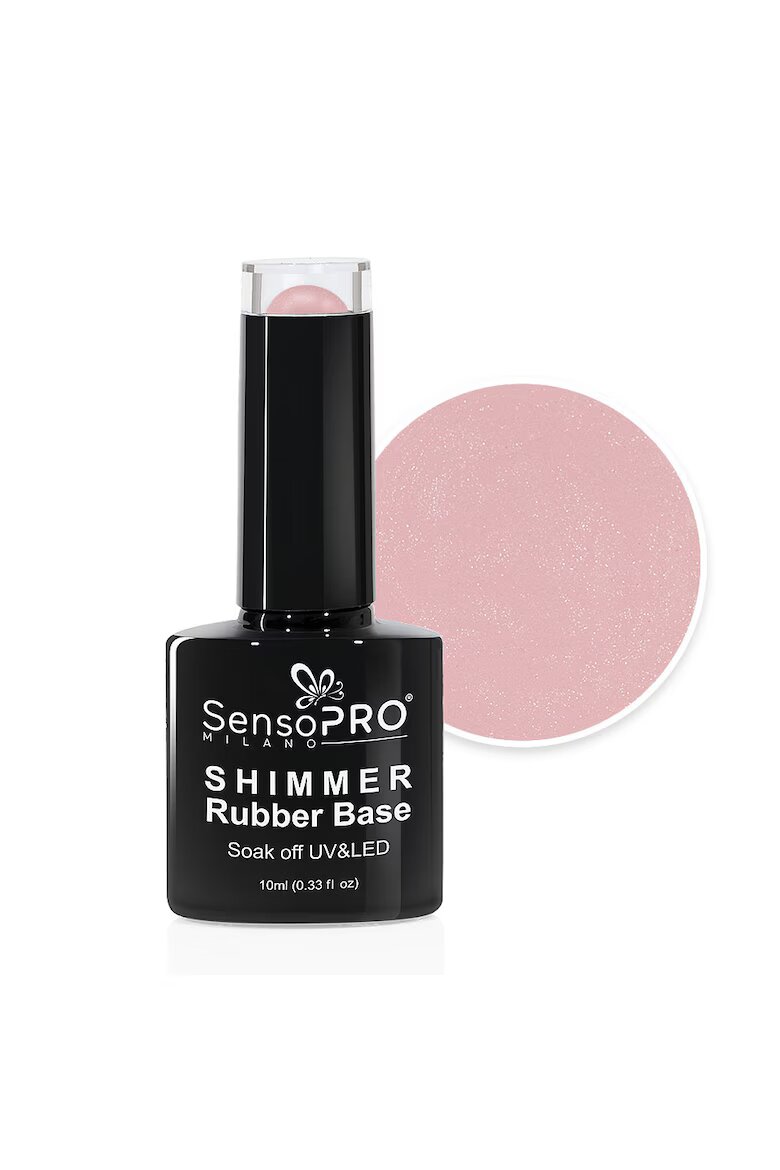 SensoPRO Milano Shimmer Rubber Base Лак за нокти - #06 Rare Rose Shimmer Silver 10 ml