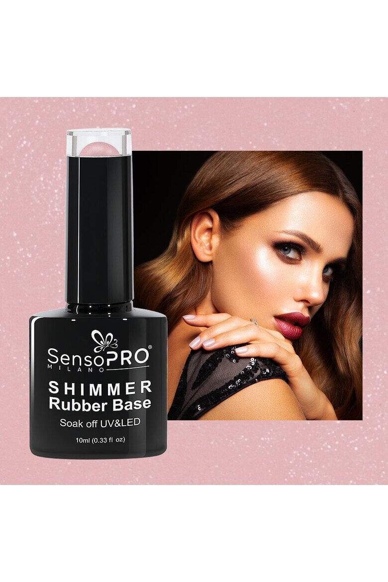 SensoPRO Milano Shimmer Rubber Base Лак за нокти - #06 Rare Rose Shimmer Silver 10 ml