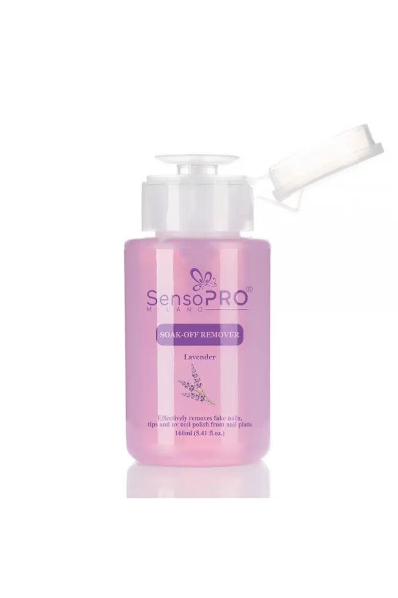 SensoPRO Soak Off Remover Milano Lavender - Отстраняване на гел полуперманентен лак за нокти накрайници 160 ml