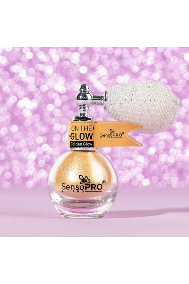 SensoPRO Върху пудрата-хайлайтър Glow Milano с помпа Златисто-бежов