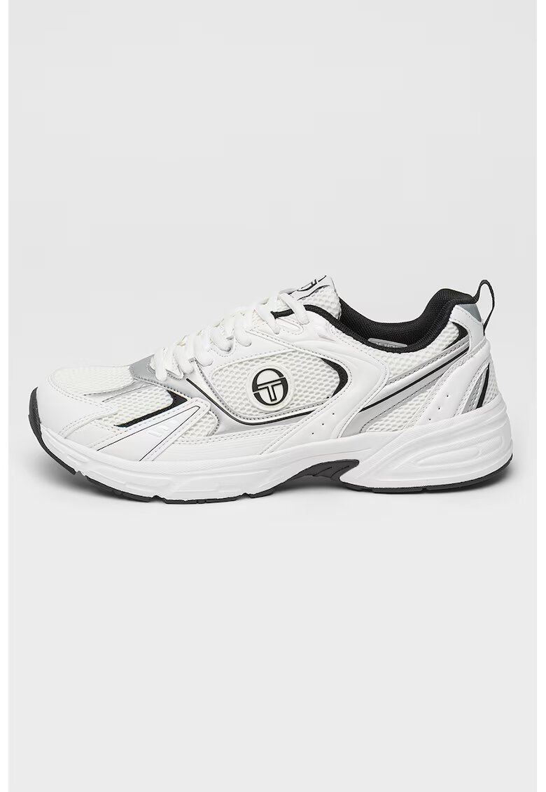 Sergio Tacchini Полускосени мрежести маратонки Portland с еко кожа - Бял/Сребрист