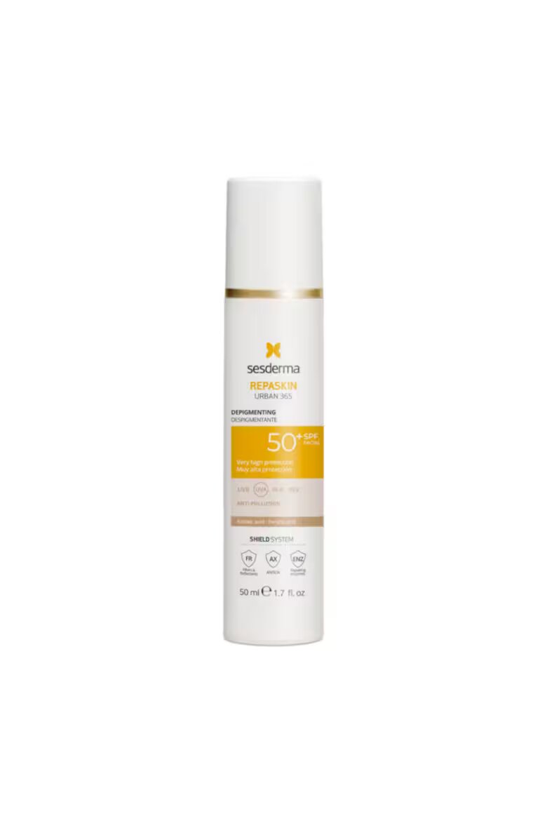 Sesderma Много висока слънцезащита REPASKIN URBAN 365 Пигментни петна SPF50+ Депигментиращо действие за равномерен тен Кремообразна текстура с бързо попиване 50 мл