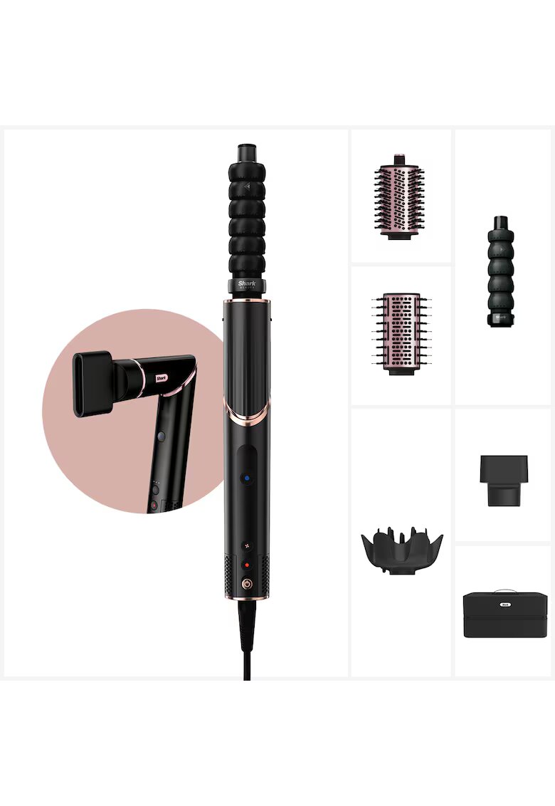 Shark Маша за коса FlexStyle HD446SLEU - 5 в 1 - Черен/Розово