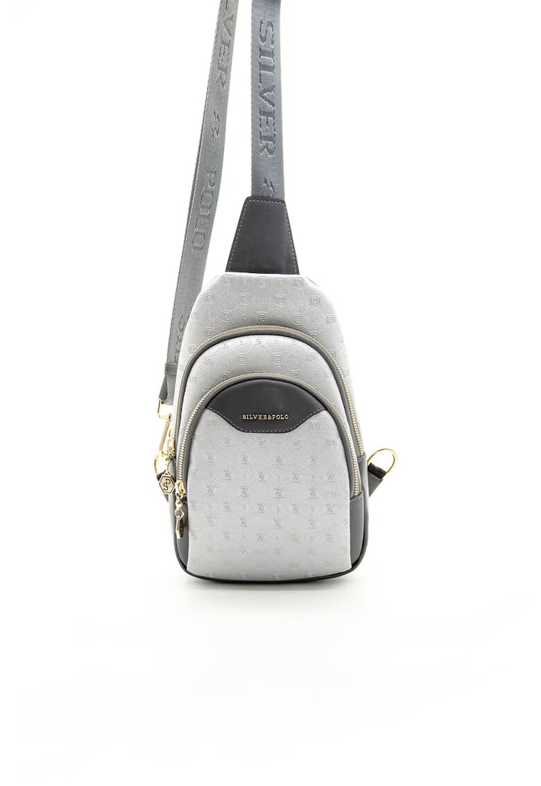 SilverPolo Чанта crossbody с лого - Сив - 30x22x8