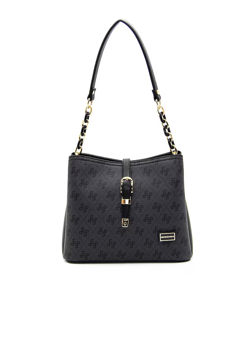SilverPolo Чанта crossbody с шарка - Бежов - Тъмносин