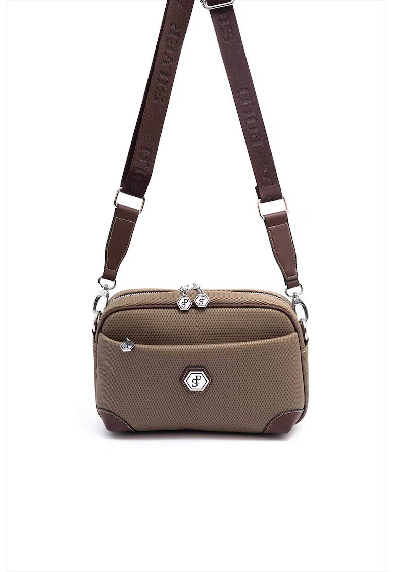 SilverPolo Чанта през рамо от еко кожа - Тъмнокафяв/Каки - 18x27x7