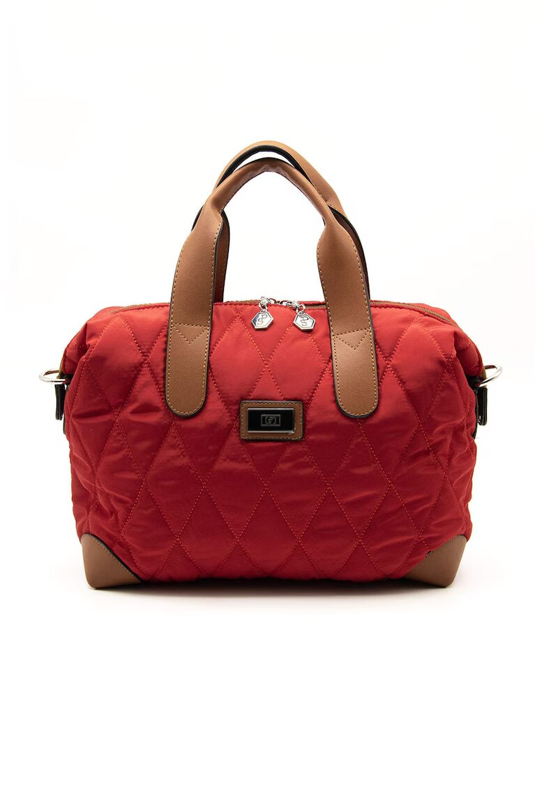 SilverPolo Duffle чанта с лого - кафява - Червен/Светлокафяв - 22 x 32 x 12 см