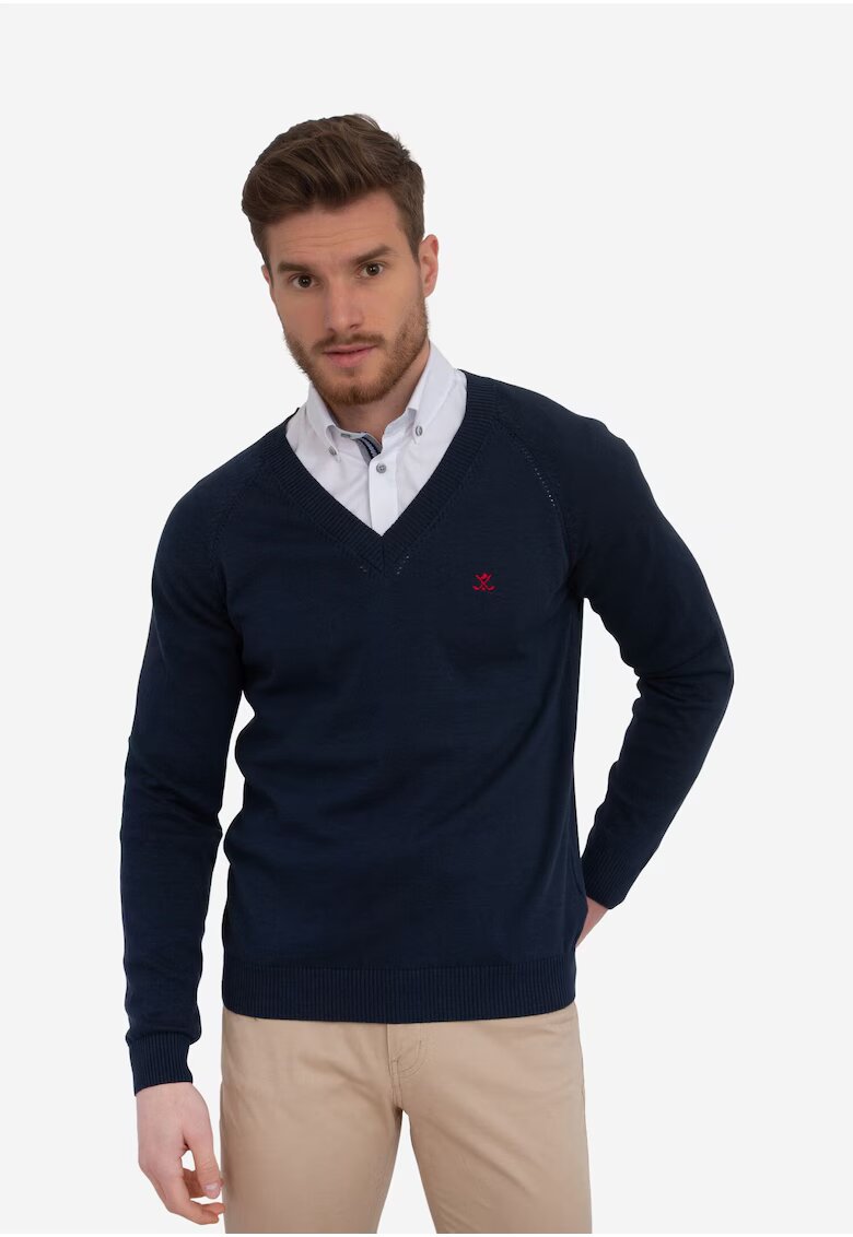 Sir Raymond Tailor Фино плетен пуловер с шпиц