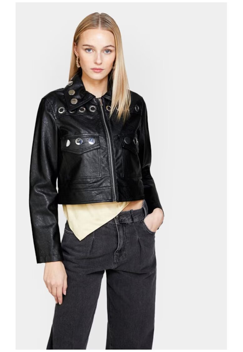 Sisley Дамско яке - 811907 - Черно - Еко кожа