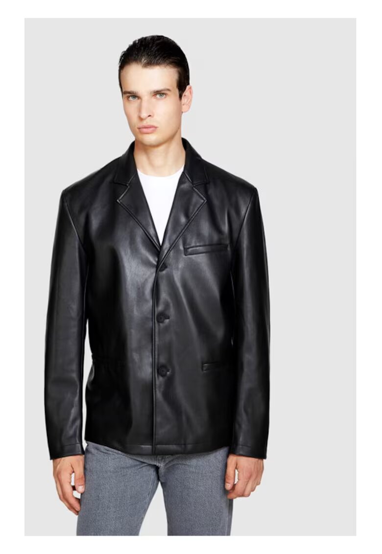 Sisley Мъжко яке - 85626 - Еко кожа - Черно