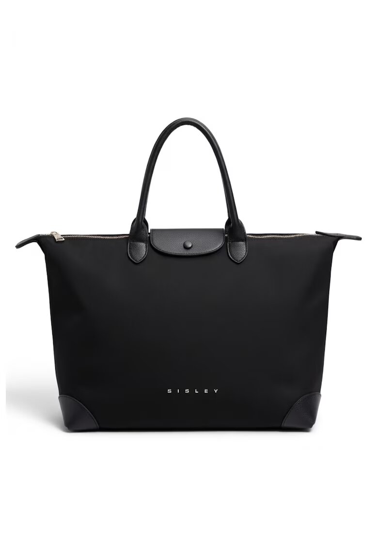 Sisley Шопинг чанта с лого - Черен