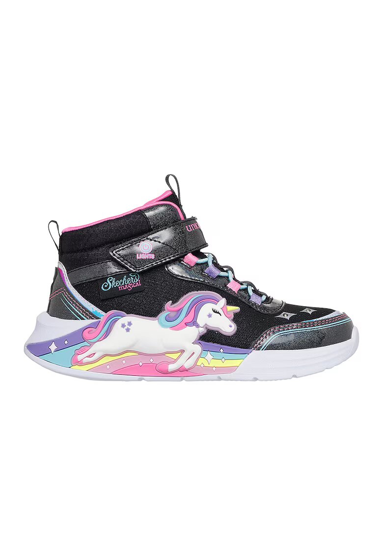 Skechers Бляскави спортни обувки Unicorn Chaser с LED светлини - Прашно синьо/Розово
