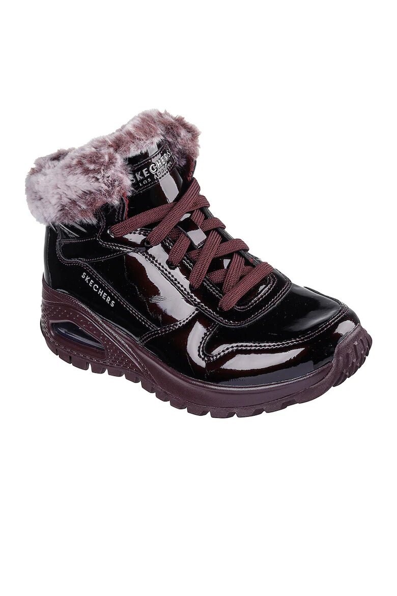 Skechers Боти от лачена еко кожа с еко пух Бордо