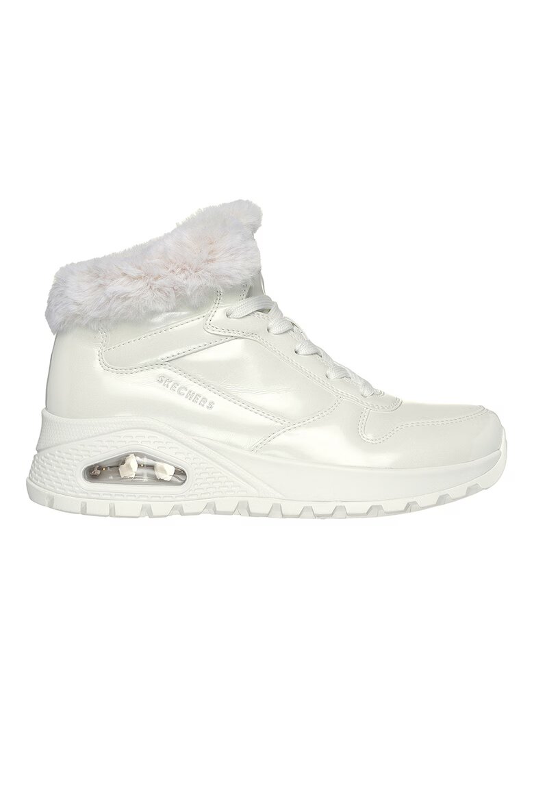 Skechers Боти от лачена еко кожа с еко пух Бял