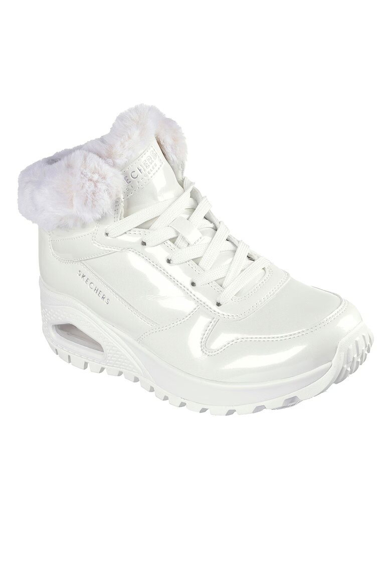 Skechers Боти от лачена еко кожа с еко пух Бял